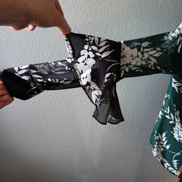 Calvin Klein Blouse Long Sleeve Green and Blue Size M - Picture 3 of 6